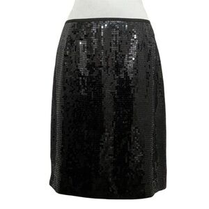 Ann Taylor Vintage Black Sequin Straight Knee Length Skirt